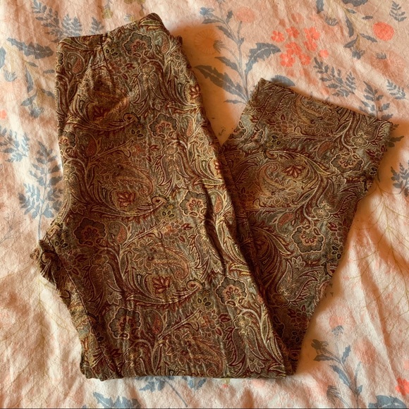 90s Vintage Cropped Patterned Dress Pants - Picture 8 of 10